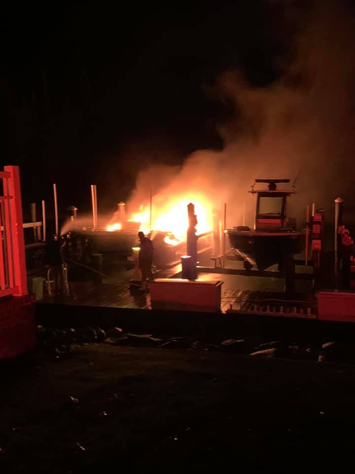 Photo courtesy of Ocean City Fire Department, a boat / personal watercraft fire in West Ocean City Sun. Oct. 25th