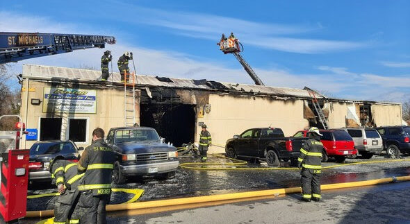 Easton auto shop fire, photo courtesy Md. Fire Marshal