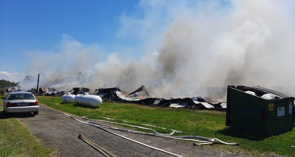 Photo courtesy of Md. Fire Marshal's Office, poultry house fire in Crisfield 4/18/21