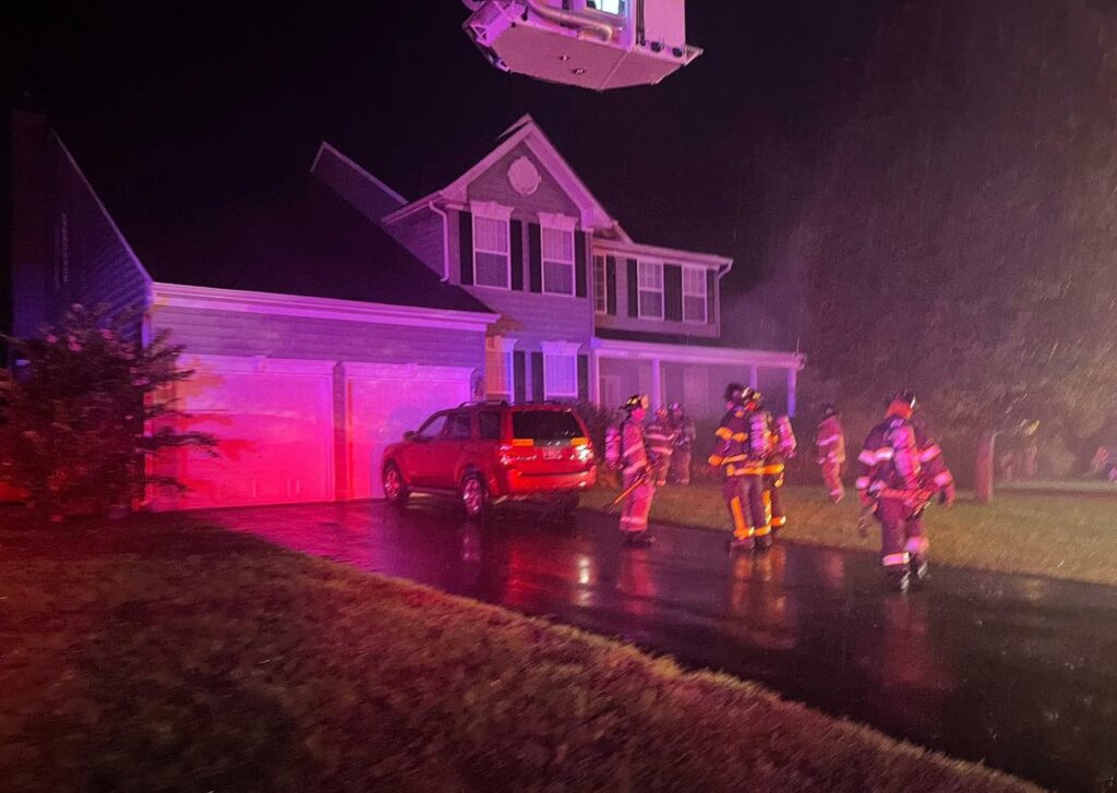 Photo courtesy of Indian River Vol. Fire Co. - lightning strike causes house fire