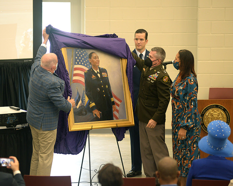 A painting of Md. National Guard Maj. Gen. Linda Singh was unveiled over the weekend (photo courtesy of the office of Maryland Governor Larry Hogan)