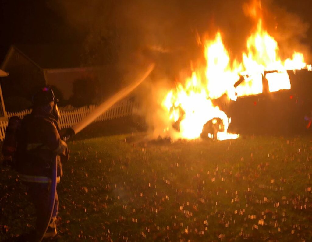 Vehicle fire, Route 24, Wed. Nov. 24th (photo courtesy of Indian River Volunteer Fire Company)