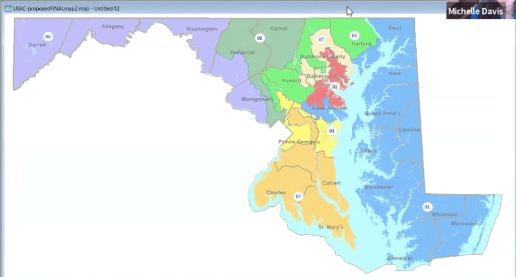 Screen shot of Md. Legislative Redistricting Commission congressional map proposal