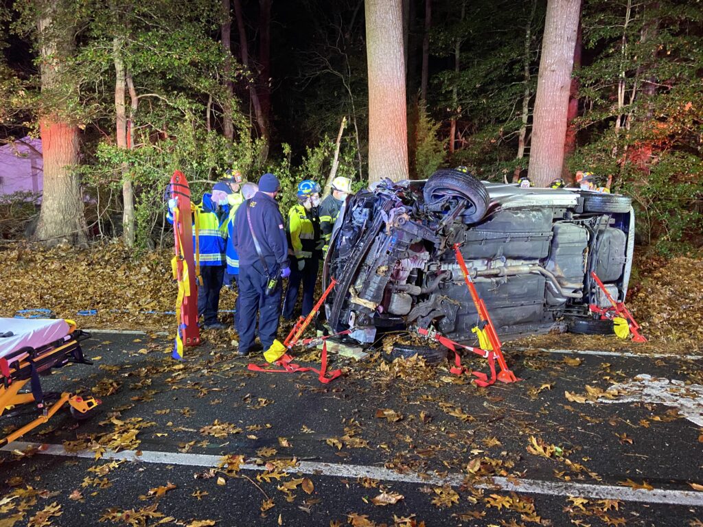 Vehicle Rollover, John J. Williams Highway (photo courtesy of Rehoboth Beach Vol. Fire Co.)