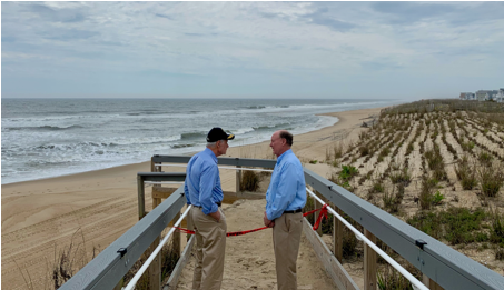 Senator Tom Carper visited South Bethany Monday to check out recent erosion (photo courtesy of the office of Sen. Tom Carper)