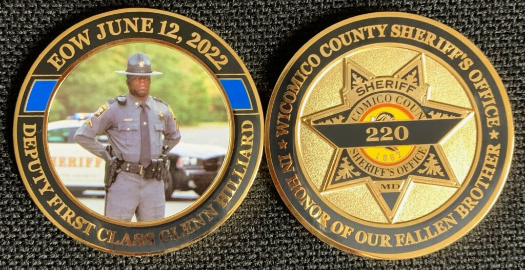 Glenn Hilliard Challenge Coin (image courtesy of Wicomico County Sheriff's Office)