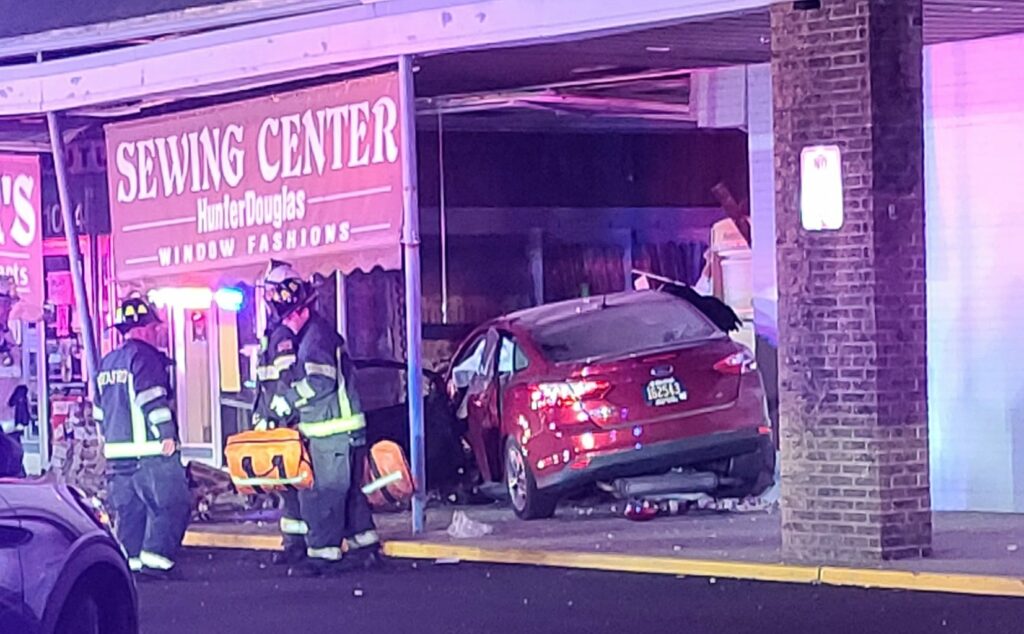 Seaford car into building Mon. Aug. 1st - photo shared by Seaford Police on Facebook