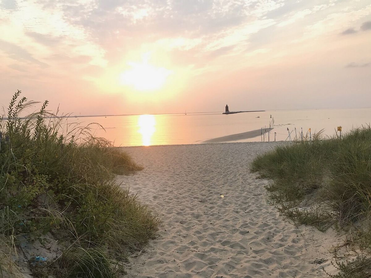 Sunset from the Cape Henlopen State Park dune walk photographed by Charles May of Lewes