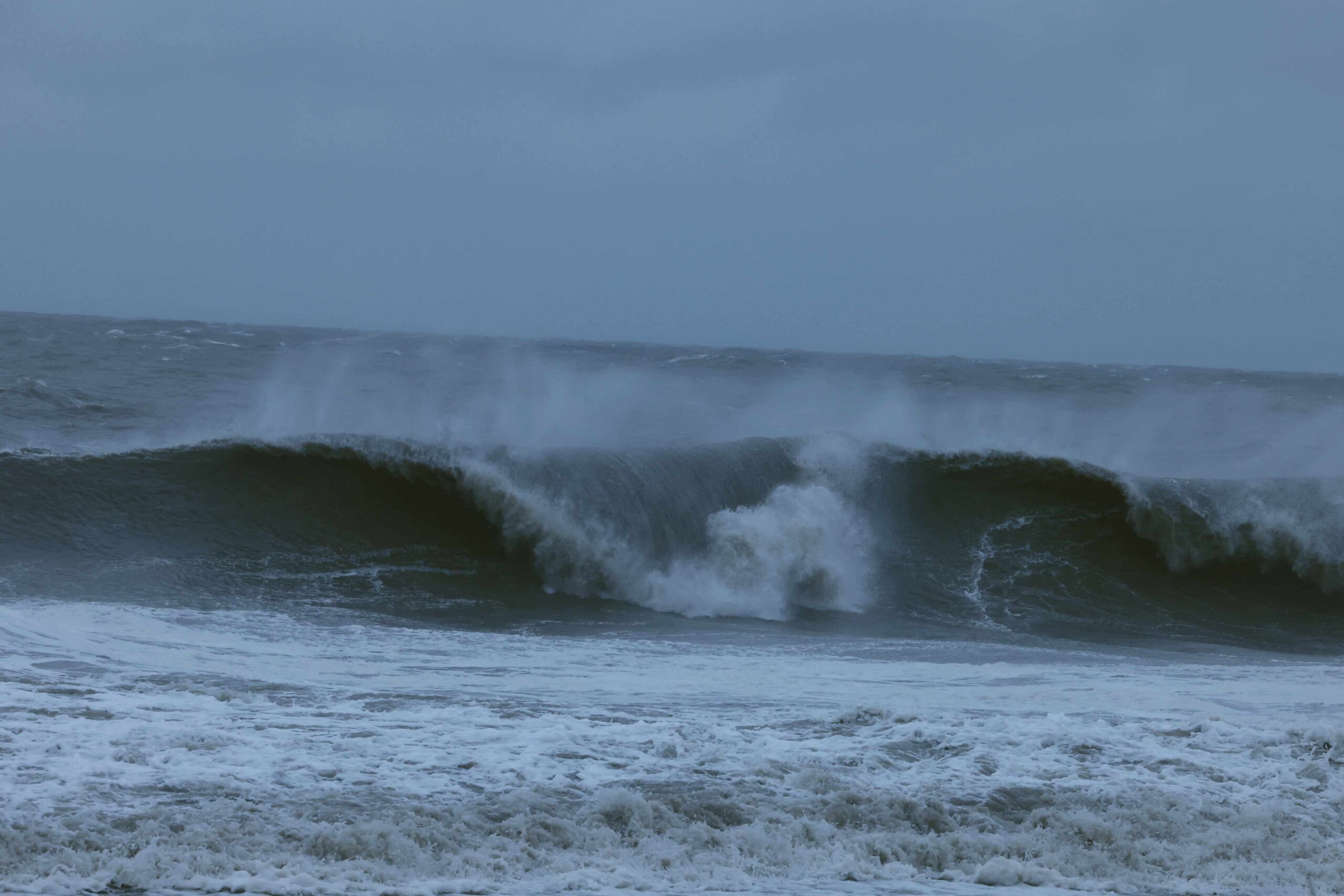 Heavy surf and storm conditions at the north end of the Rehoboth Beach Boardwalk