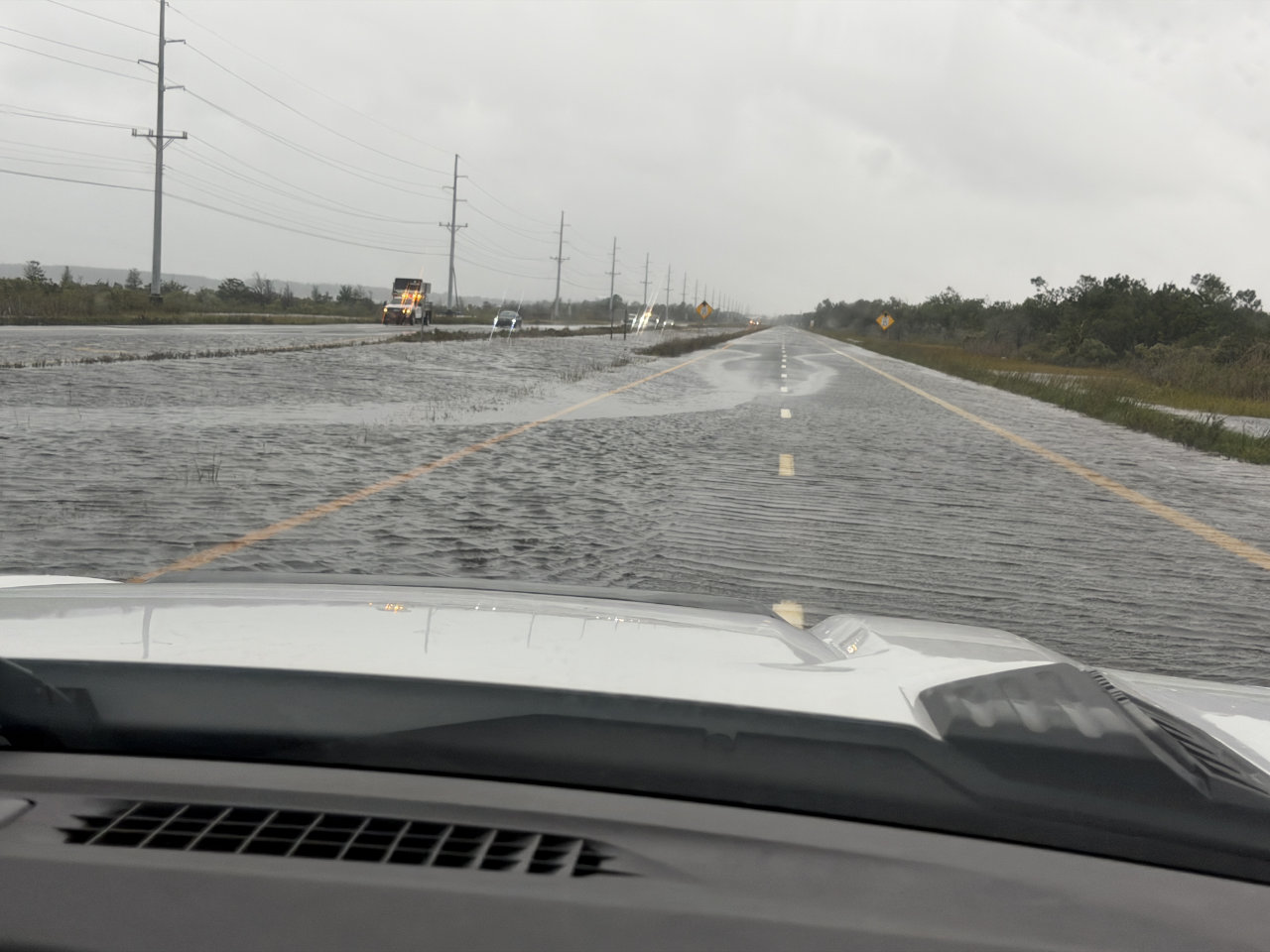 Storm water covering Coastal Highway between Bethany Beach and Dewey Beach, Delaware