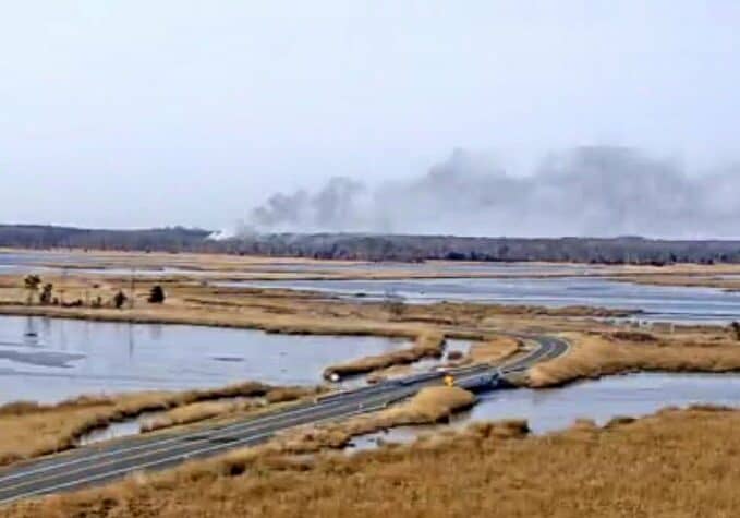 DelDOT cam shot of Prime Hook Road fire