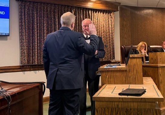 Swearing in of Ocean City Fire Chief Josh Bunting by Mayor Rick Meehan / Image courtesy Town of Ocean City