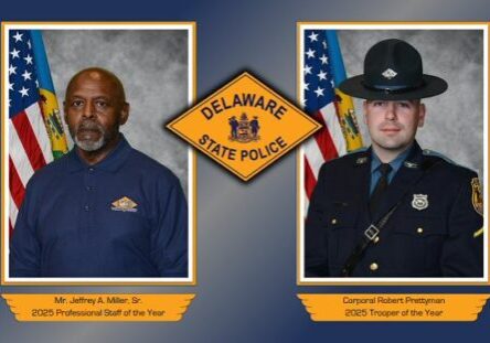 Delaware State Police Professional Staff of the Year, Reverend Jeffrey Miller, Sr / 2025 Trooper of the Year, Cpl Robert Prettyman