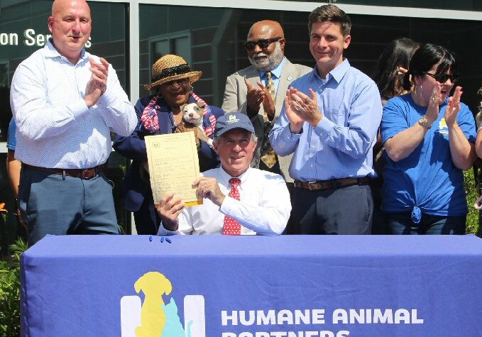Governor John Carney signs SB 37 making rescue dogs the Delaware State Dog / Image courtesy of Gov Carney's FB page