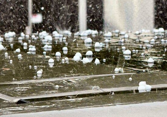 Hail on vehicle rooftop in West Ocean City / Image courtesy Katie Rimel