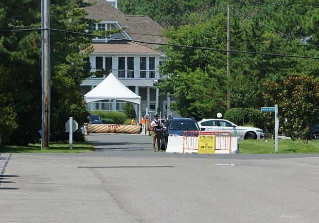 Portable barricade check point near the Biden home. Image courtesy WGMD/Alan Henney
