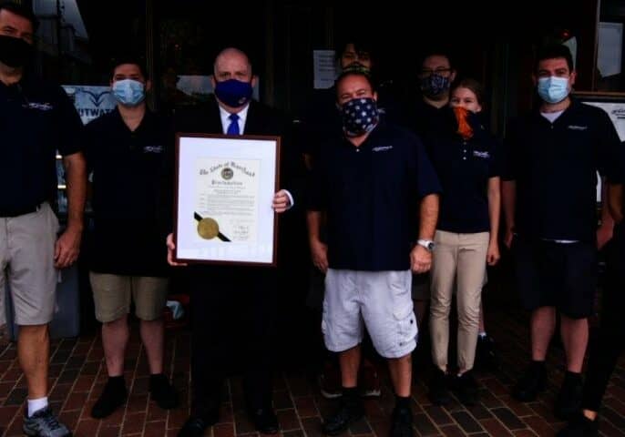 Gov Hogan presents proclamation celebrating Maryland Restaurant Week at McGarvey's Saloon & Oyster Bar / Image courtesy Maryland.gov