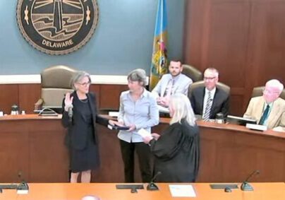 Rehoboth Beach Mayor Susan Stewart being sworn in / Image courtesy City of Rehoboth Beach