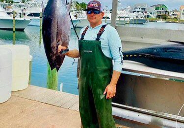 Marc Spagnola of Berlin is the new state record holder for longfin albacore / Photo courtesy of Marc Spagnola.