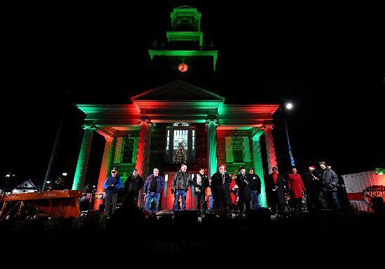 Sussex County elected dignitaries lead the crowds in singing holiday favorites during the 42nd annual Caroling on The Circle / Image courtesy Sussex County Government