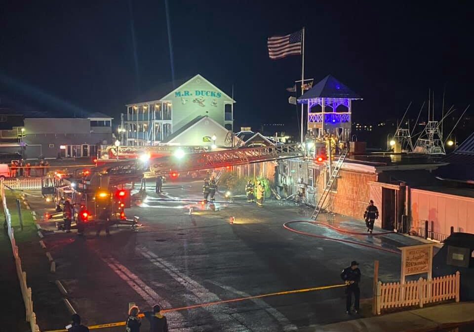 Angler Bar and Grill on Talbot St. was damaged by a fire Sunday (photo courtesy of Ocean City Fire Dept.)
