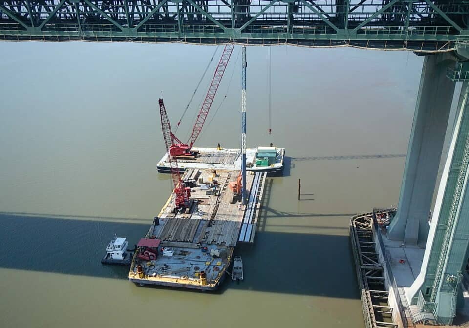 Barge_Crane for Wick Drain Install