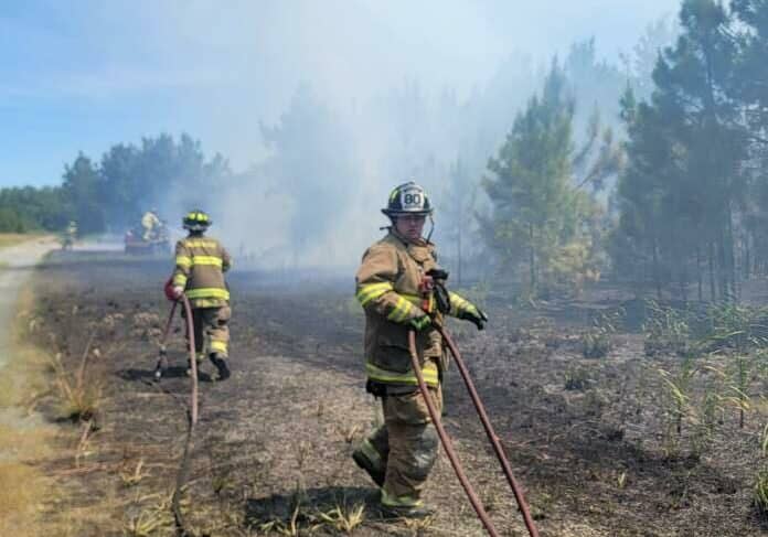 Baywood brush fire July 4th (photo courtesy of Indian River Volunteer Fire Co.)