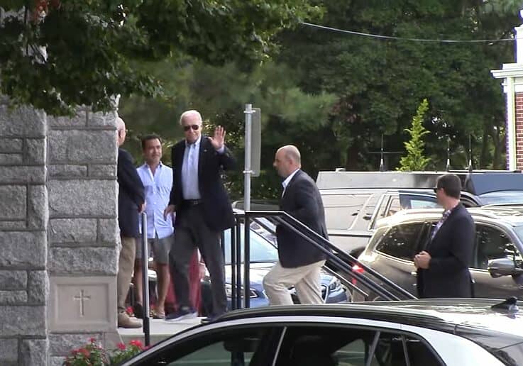 President Biden entering St Edmond's Catholic Church Saturday afternoon/Screenshot from Alan Henney video