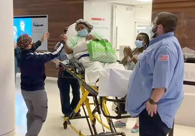 Carolyn Watson of Ellendale leaves Bayhealth Sussex. Photo courtesy of Bayhealth