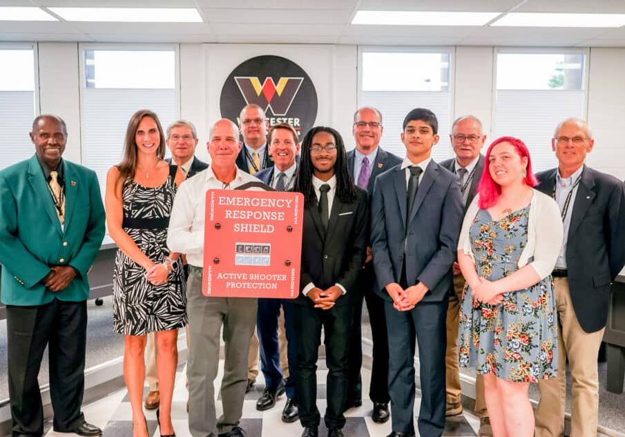 Photo courtesy of Worcester County Public Schools: Hardwire LLC shield donation