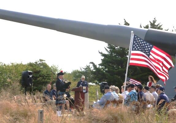 Barrel 371, one of the 16-inch guns that was mounted on the U.S.S. Missouri near the table where the Japanese delegation signed the surrender documents on September 2, 1945, officially ending the war.. Image courtesy WGMD/Alan Henney.