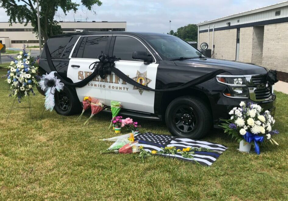 Deputy 1st Class Glenn Hilliard's patrol vehicle remains outside the Wicomico Co. Sheriff's Office (photo shared by Wicomico Co. Sheriff's Office on Facebook)