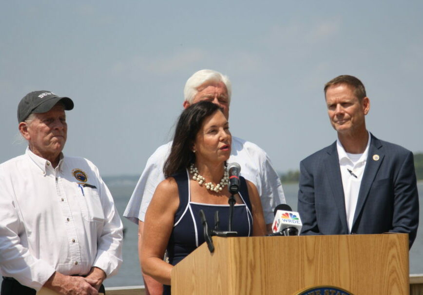 Delaware State Auditor Kathy McGuiness spoke with several mayors in Dewey Beach in May (photo: WGMD's Alan Henney)