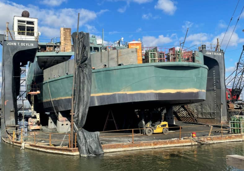 The MV New Jersey of the Cape May - Lewes Ferry in drydock (photo courtesy of Delaware River and Bay Authority)