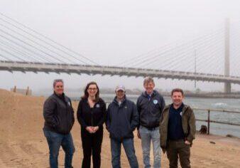 McBride and Officials--IR Inlet Sand Bypass System