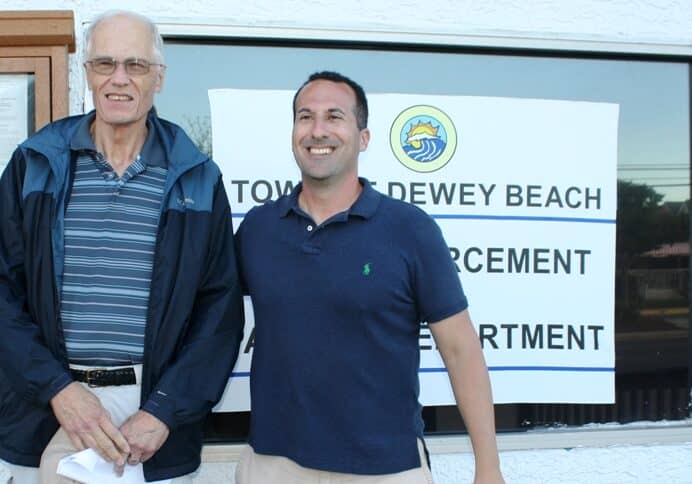 The winners of the 2018 Dewey Beach commissioner race, Gary Persinger and David Moskowitz. 
 Image courtesy WGMD/Alan Henney.