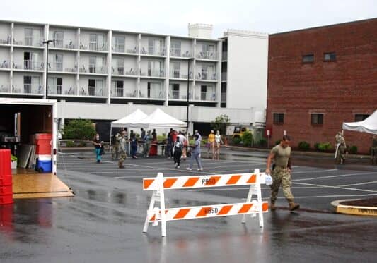About 1200 people were tested in the Rehoboth Beach parking lot for Covid. Image courtesy WGMD/Alan Henney