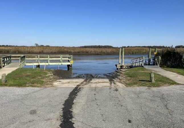 The Scotton Landing boat ramp and fishing pier on the St. Jones River will be closed starting Nov. 7 while DNREC reconstructs the facility with a new ramp and courtesy expected to be in use spring 2024. / DNREC photo 