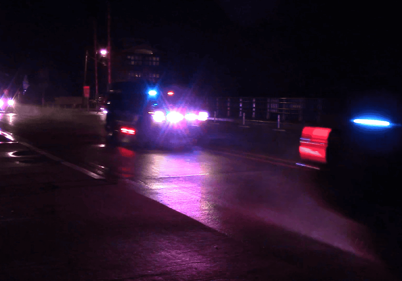 President Joe Biden's 32-vehicle motorcade arrives late at night in Rehoboth Beach on June 2, 2022. Image courtesy WGMD/Alan Henney.