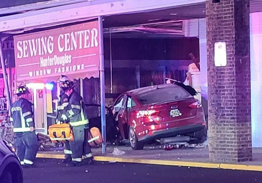 Seaford car into building Mon. Aug. 1st - photo shared by Seaford Police on Facebook