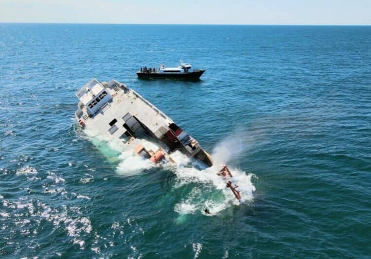 The Texas Star was sunk on Redbird Reef in the Atlantic Ocean on June 29. DNREC photo.
