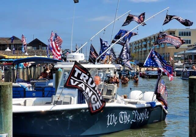 Trump boat rally at Rusty Rudder during Labor Day Weekend. Photo courtesy David Koster, Portraits In The Sand