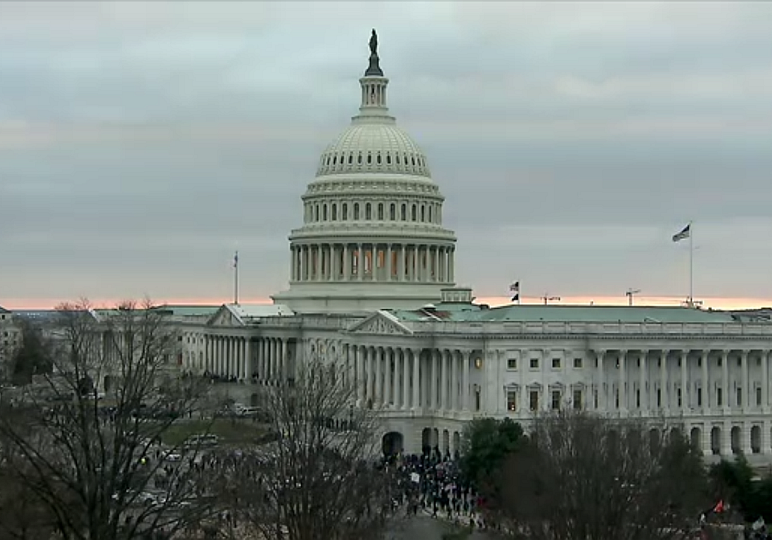 US Capitol building, Washington DC Wed. Jan. 6th, 2021 (screenshot of livestream camera)