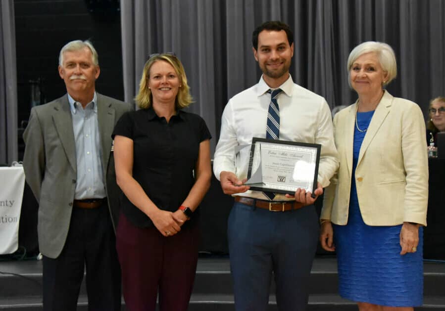 WCBOE Chairman Gene Malone, JMB Principal Christel Savage, Jason Capobianco, and former Supt. Dr. Donna Hanlin (photo courtesy of Wicomico County Public Schools)