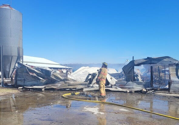 Cordova chicken house fire, 2/19/22 (photo courtesy of Md. State Fire Marshal's Office)