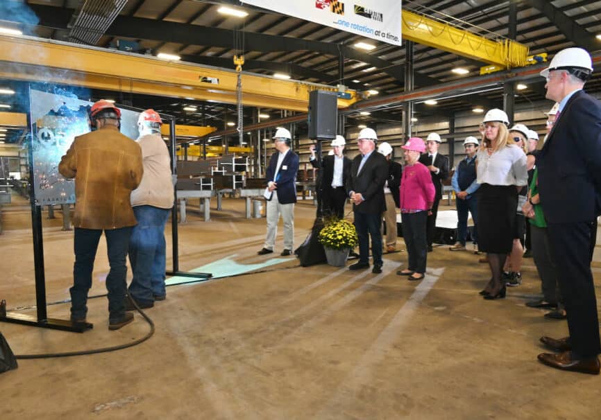 Ørsted and Crystal Steel of Federalsburg announced a partnership Thursday (photo courtesy of Md. Gov. Larry Hogan's Office)